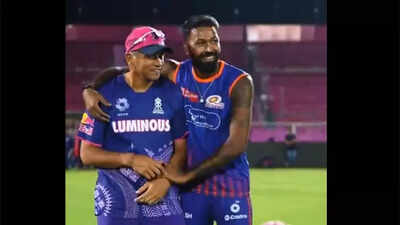 Watch: Hardik Pandya runs across the ground to hug Rahul Dravid in emotional reunion