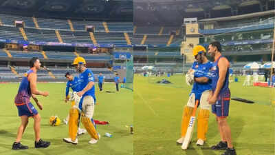 Watch: MS Dhoni threatens to hit a former teammate with the bat