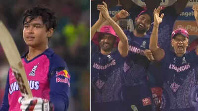 14-year-old Vaibhav Suryavanshi's century moves Rahul Dravid out of his wheelchair